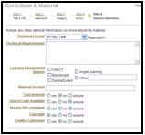 Screenshot of MERLOT "Contribute a Material" page showing the "Technical Format" step