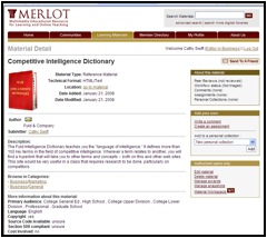 Screenshot of MERLOT showing the newly submitted material with display image