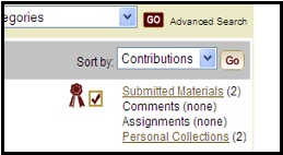 Screenshot of MERLOT showing that the newly submitted material shows in your member profile